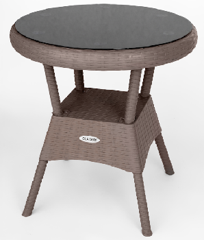 Стол круглый со стеклом RATTAN Ola Dom 72см (серый)